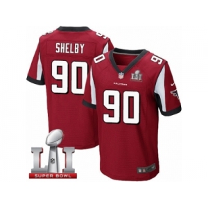 Men's Nike Atlanta Falcons #90 Derrick Shelby Elite Red Team Color Super Bowl LI 51 NFL Jersey