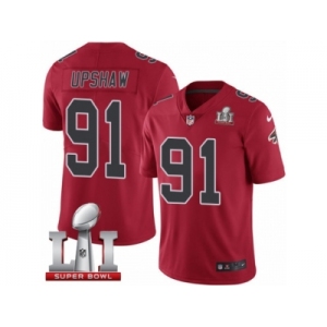 Men's Nike Atlanta Falcons #91 Courtney Upshaw Limited Red Rush Super Bowl LI 51 NFL Jersey