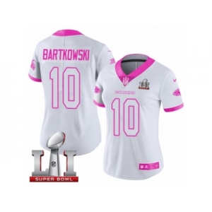 Women's Nike Atlanta Falcons #10 Steve Bartkowski Limited White Pink Rush Fashion Super Bowl LI 51 NFL Jersey