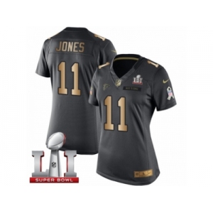 Women's Nike Atlanta Falcons #11 Julio Jones Limited Black Gold Salute to Service Super Bowl LI 51 NFL Jersey