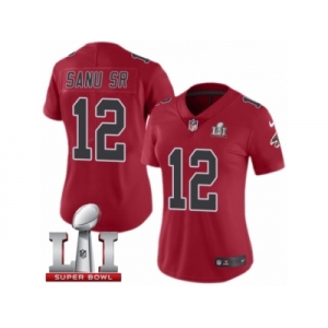 Women's Nike Atlanta Falcons #12 Mohamed Sanu Limited Red Rush Super Bowl LI 51 NFL Jersey