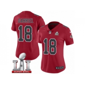 Women's Nike Atlanta Falcons #18 Taylor Gabriel Limited Red Rush Super Bowl LI 51 NFL Jersey