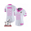 Women's Nike Atlanta Falcons #18 Taylor Gabriel Limited White Pink Rush Fashion Super Bowl LI 51 NFL Jersey