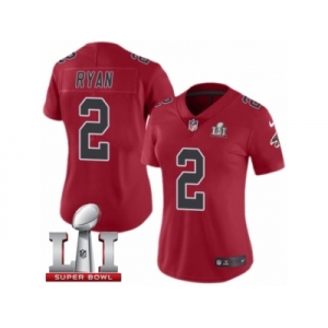 Women's Nike Atlanta Falcons #2 Matt Ryan Limited Red Rush Super Bowl LI 51 NFL Jersey