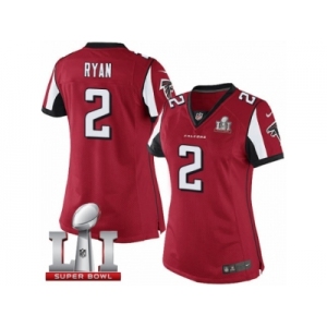 Women's Nike Atlanta Falcons #2 Matt Ryan Limited Red Team Color Super Bowl LI 51 NFL Jersey