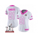 Women's Nike Atlanta Falcons #21 Deion Sanders Limited White Pink Rush Fashion Super Bowl LI 51 NFL Jersey