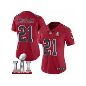 Women's Nike Atlanta Falcons #21 Desmond Trufant Limited Red Rush Super Bowl LI 51 NFL Jersey