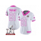 Women's Nike Atlanta Falcons #21 Desmond Trufant Limited White Pink Rush Fashion Super Bowl LI 51 NFL Jersey