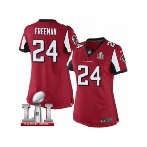 Women's Nike Atlanta Falcons #24 Devonta Freeman Limited Red Team Color Super Bowl LI 51 NFL Jersey