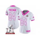 Women's Nike Atlanta Falcons #24 Devonta Freeman Limited White Pink Rush Fashion Super Bowl LI 51 NFL Jersey