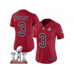 Women's Nike Atlanta Falcons #3 Matt Bryant Limited Red Rush Super Bowl LI 51 NFL Jersey