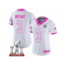 Women's Nike Atlanta Falcons #3 Matt Bryant Limited White Pink Rush Fashion Super Bowl LI 51 NFL Jersey