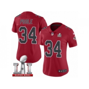 Women's Nike Atlanta Falcons #34 Brian Poole Limited Red Rush Super Bowl LI 51 NFL Jersey
