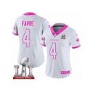 Women's Nike Atlanta Falcons #4 Brett Favre Limited White Pink Rush Fashion Super Bowl LI 51 NFL Jersey
