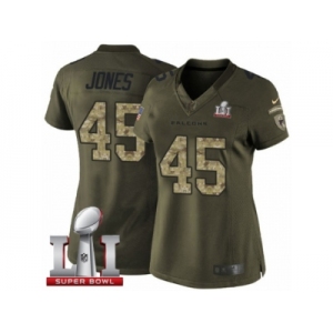 Women's Nike Atlanta Falcons #45 Deion Jones Limited Green Salute to Service Super Bowl LI 51 NFL Jersey
