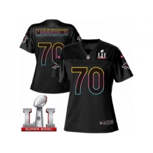 Women's Nike Atlanta Falcons #70 Jake Matthews Game Black Fashion Super Bowl LI 51 NFL Jersey