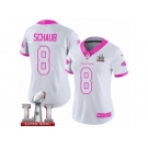 Women's Nike Atlanta Falcons #8 Matt Schaub Limited White Pink Rush Fashion Super Bowl LI 51 NFL Jersey