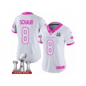 Women's Nike Atlanta Falcons #8 Matt Schaub Limited White Pink Rush Fashion Super Bowl LI 51 NFL Jersey