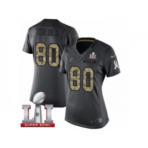 Women's Nike Atlanta Falcons #80 Levine Toilolo Limited Black 2016 Salute to Service Super Bowl LI 51 NFL Jersey