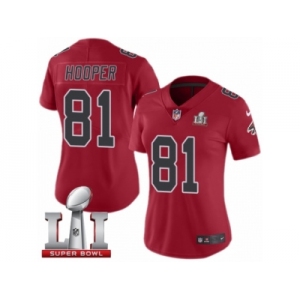 Women's Nike Atlanta Falcons #81 Austin Hooper Limited Red Rush Super Bowl LI 51 NFL Jersey