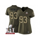 Women's Nike Atlanta Falcons #93 Dwight Freeney Limited Green Salute to Service Super Bowl LI 51 NFL Jersey