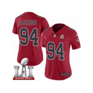 Women's Nike Atlanta Falcons #94 Tyson Jackson Limited Red Rush Super Bowl LI 51 NFL Jersey