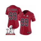 Women's Nike Atlanta Falcons #99 Adrian Clayborn Limited Red Rush Super Bowl LI 51 NFL Jersey