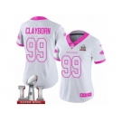 Women's Nike Atlanta Falcons #99 Adrian Clayborn Limited White Pink Rush Fashion Super Bowl LI 51 NFL Jersey