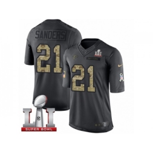 Youth Nike Atlanta Falcons #21 Deion Sanders Limited Black 2016 Salute to Service Super Bowl LI 51 NFL Jersey