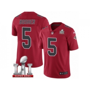 Youth Nike Atlanta Falcons #5 Matt Bosher Limited Red Rush Super Bowl LI 51 NFL Jersey
