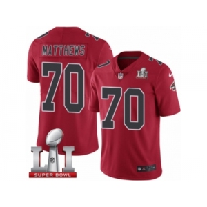 Youth Nike Atlanta Falcons #70 Jake Matthews Limited Red Rush Super Bowl LI 51 NFL Jersey