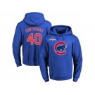 Chicago Cubs #40 Willson Contreras Blue 2016 World Series Champions Primary Logo Pullover Baseball Hoodie