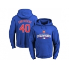 Chicago Cubs #40 Willson Contreras Blue 2016 World Series Champions Pullover Baseball Hoodie