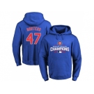 Chicago Cubs #47 Miguel Montero Blue 2016 World Series Champions Pullover Baseball Hoodie