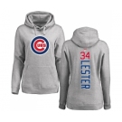 MLB Women's Nike Chicago Cubs #34 Jon Lester Ash Backer Pullover Hoodie