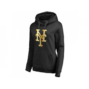 Women's New York Mets Gold Collection Pullover Hoodie Black