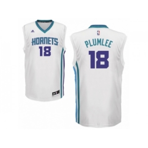 Men's Adidas Charlotte Hornets #18 Miles Plumlee Authentic White Home NBA Jersey