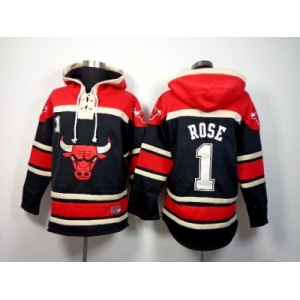 NBA chicago bulls #1 rose red-black jersey[pullover hooded sweatshirt]