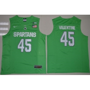 Michigan State Spartans #45 Denzel Valentine Apple Green Authentic Basketball Stitched NCAA Jersey