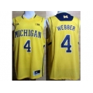 Michigan Wolverines #4 Chirs Webber Big 10 Patch Yellow Jerseys