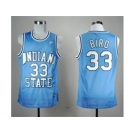 NBA NCAA Indian State Sycamores Larry Bird #33 Blue College Hardwood Legends Jersey