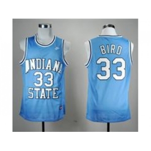 NBA NCAA Indian State Sycamores Larry Bird #33 Blue College Hardwood Legends Jersey