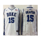 NCAA Blue Devils #15 Jahlil Okafor Royal white Basketball Stitched Jerseys