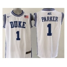 NCAA Duke Blue Devils #1 Jabari Parker White Basketball Stitched Jerseys(Parker)