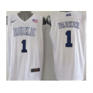 NCAA Duke Blue Devils #1 Jabari Parker White Basketball Stitched Jerseys