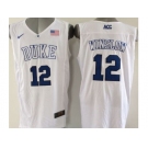 NCAA Duke Blue Devils #12 Justise Winslow White Basketball Stitched Jerseys