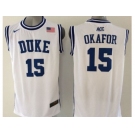 NCAA Duke Blue Devils #15 Okafor White Basketball Jerseys