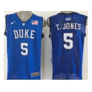 NCAA Duke Blue Devils #5 Tyus Jones Royal Blue Basketball Stitched Jerseys