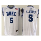 NCAA Duke Blue Devils #5 Tyus Jones Royal white Basketball Jerseys