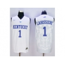 NCAA Men Kentucky Wildcats #1 Skal Labissiere White Basketball Stitched Jersey